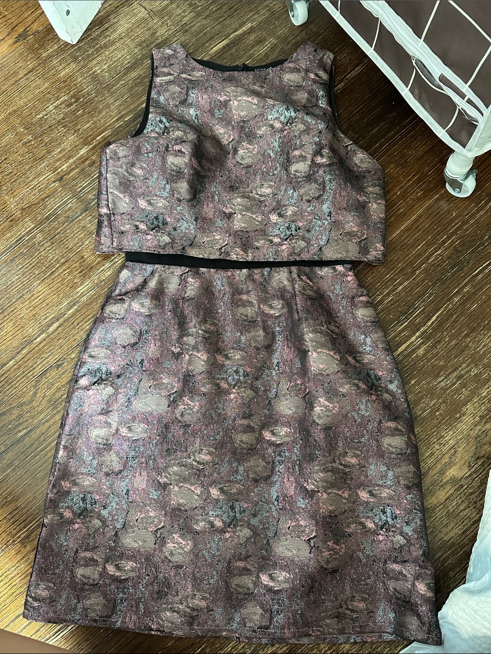 Metallic Rose Brocade Dress